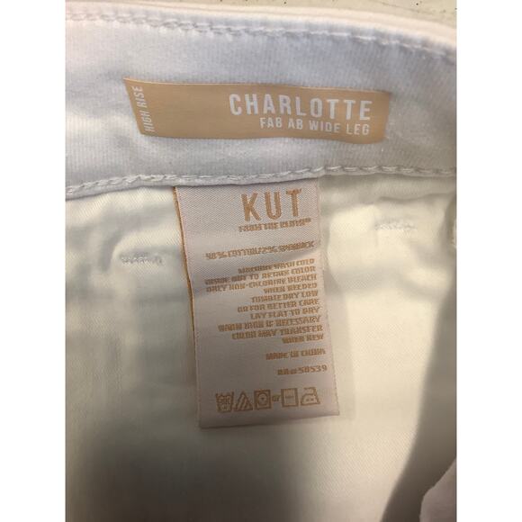 Kut From The Kloth Sz 10 White Charlotte Fab Ab High Rise Wide Leg Jeans O10-12 - Picture 9 of 9